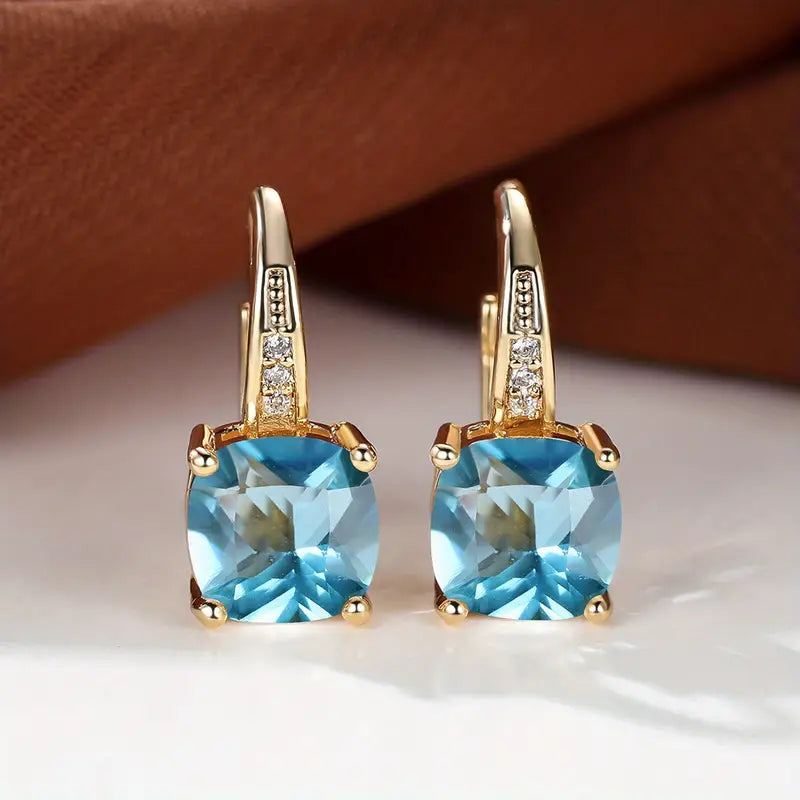 Mystic Stone Golden Hoop Earrings