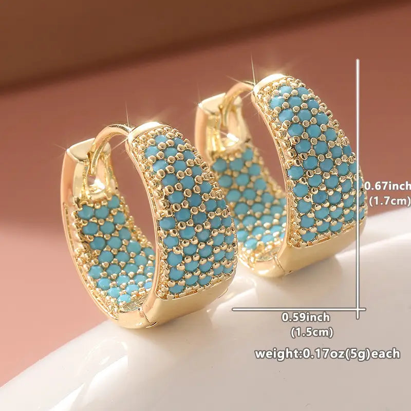 Turquoise Golden Hoop Earrings | Gold