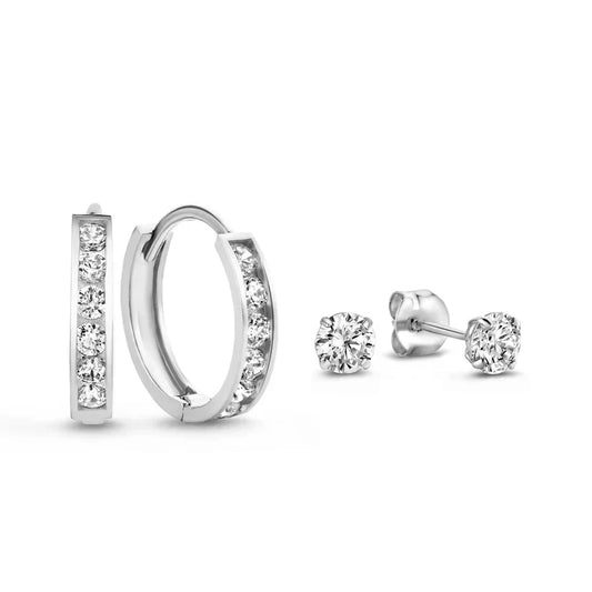 Light Blue Stone Earrings Set | Gold