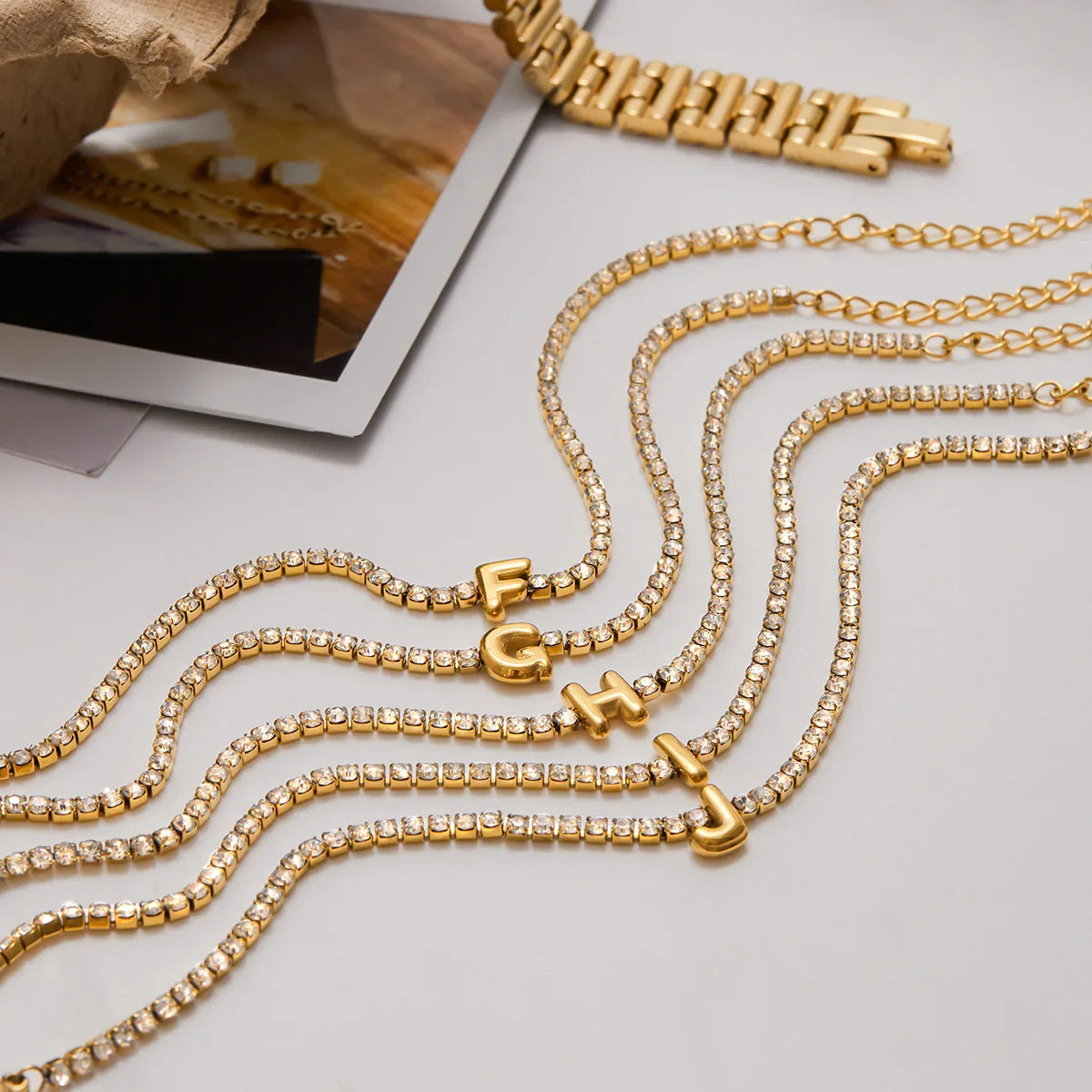 Elegant Gold Bubble Letter Bracelet
