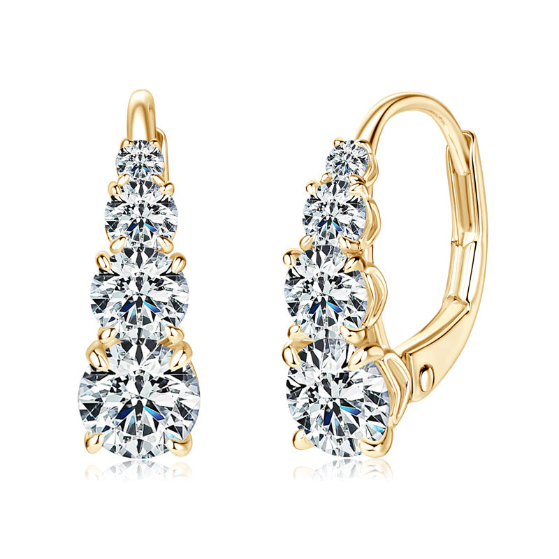Victoria Four Stone Earrings | Gold