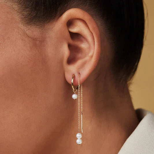 Suspended Pearl Earrings | Gold