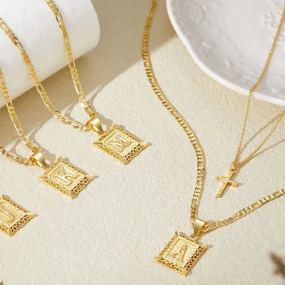 Initial Cross Necklace Set | Gold