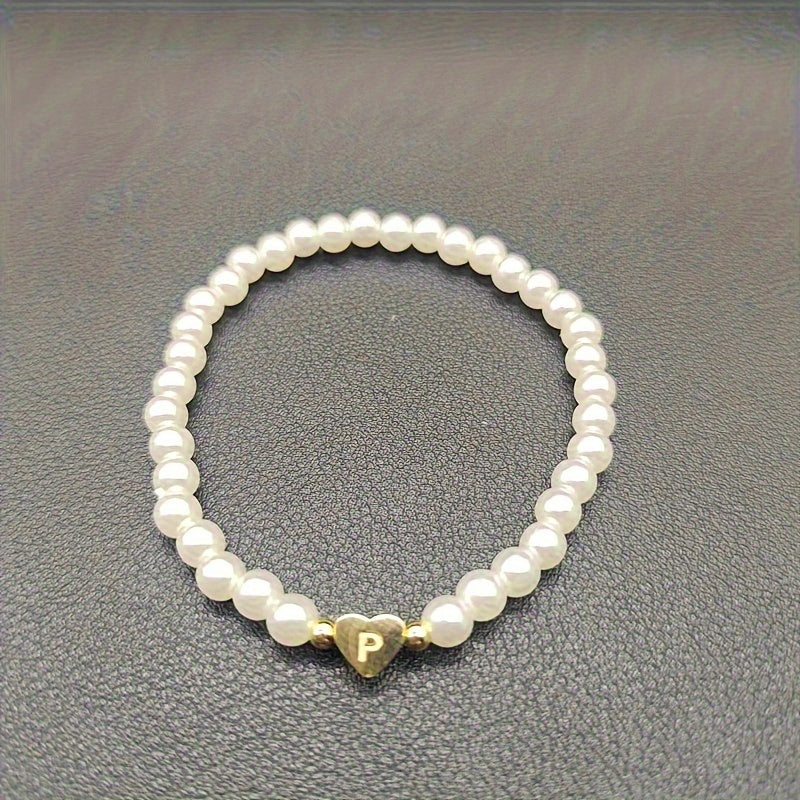 Elegant Heart Initial Bracelet