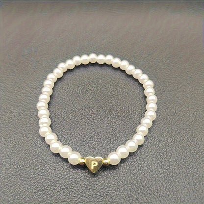Elegant Heart Initial Bracelet