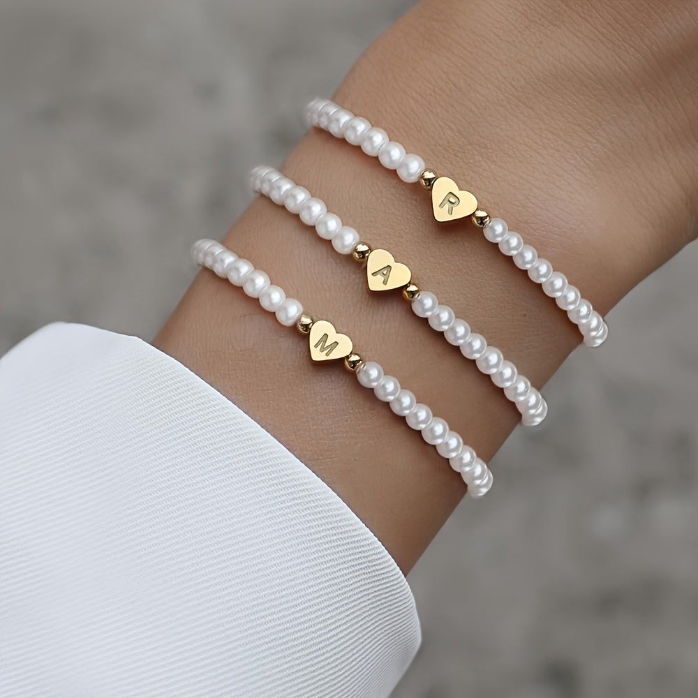 Elegant Heart Initial Bracelet