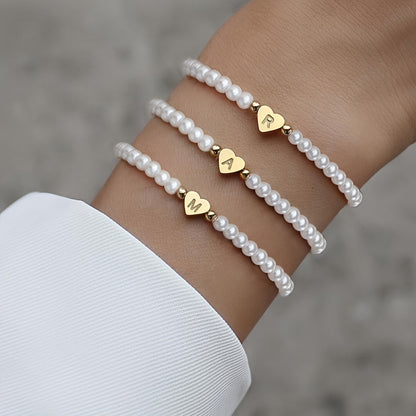 Elegant Heart Initial Bracelet