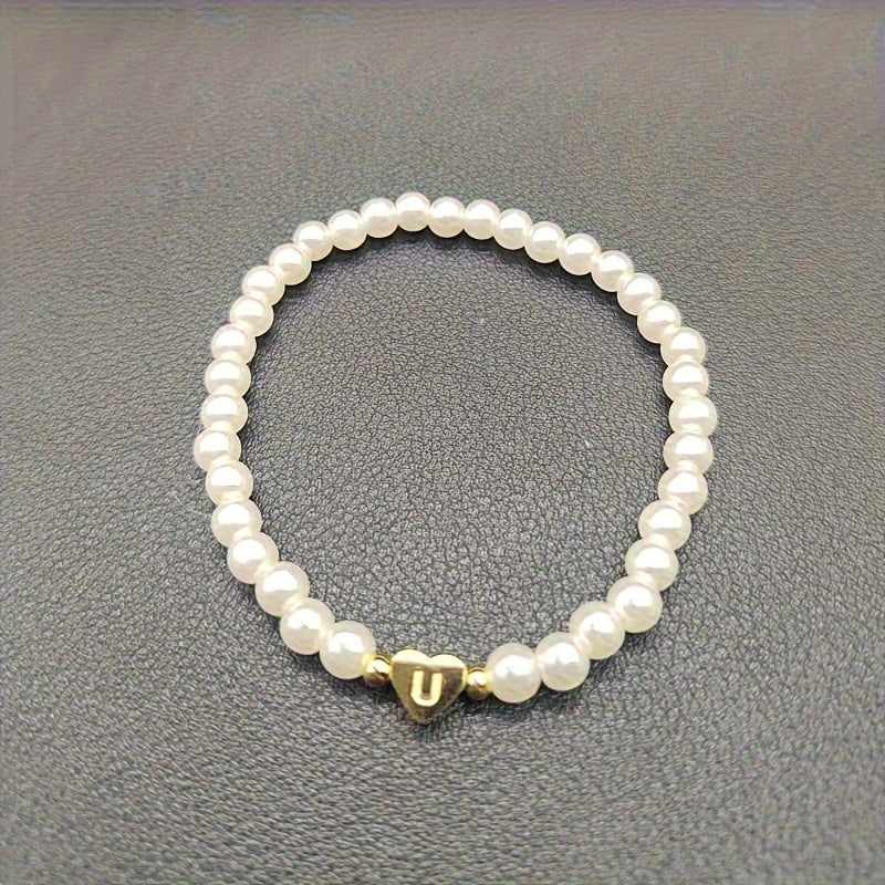 Elegant Heart Initial Bracelet