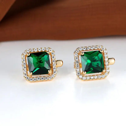 Square Green Zirconia Earrings