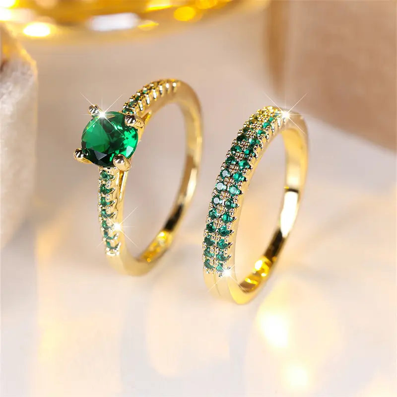 Serena Light Blue Emerald Ring Set