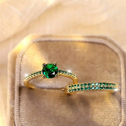 Serena Light Blue Emerald Ring Set