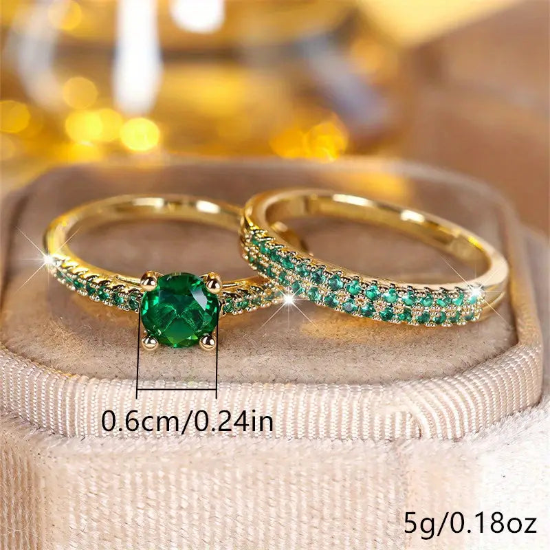 Serena Light Blue Emerald Ring Set