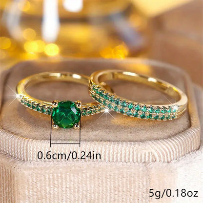 Serena Light Blue Emerald Ring Set