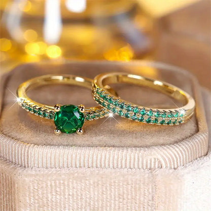 Serena Light Blue Emerald Ring Set