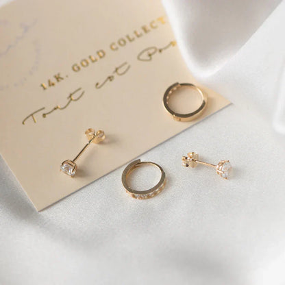 Light Blue Stone Earrings Set | Gold