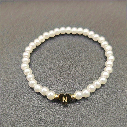 Elegant Heart Initial Bracelet