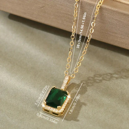Gold & Light Blue Emerald Necklace