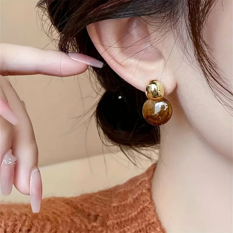 Aurélie Amber Earrings | Gold