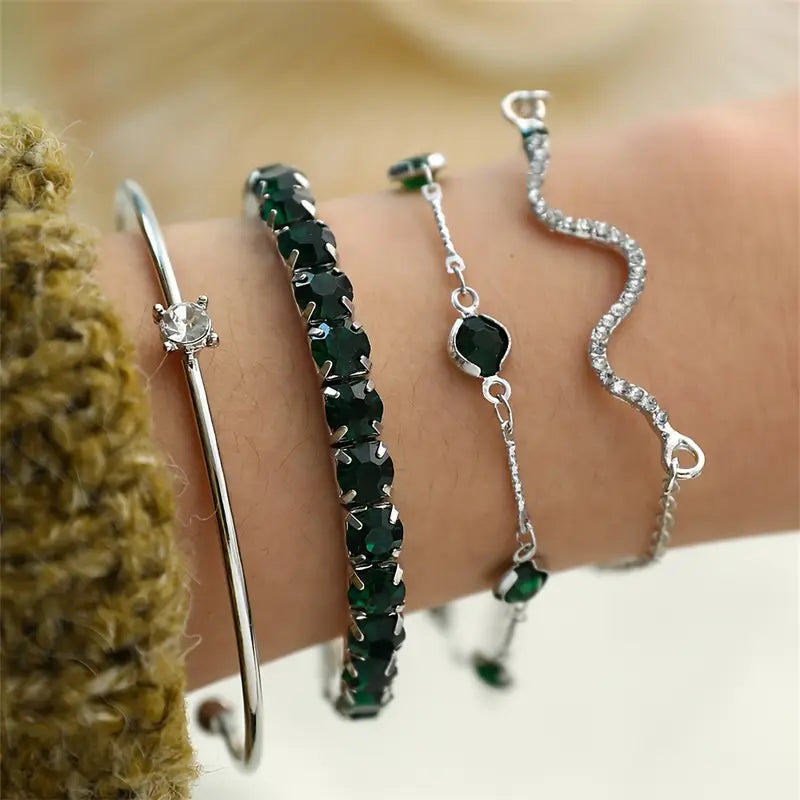 Pure Emerald Bracelet Set | Gold
