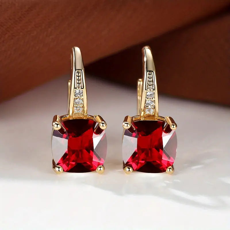 Mystic Stone Golden Hoop Earrings