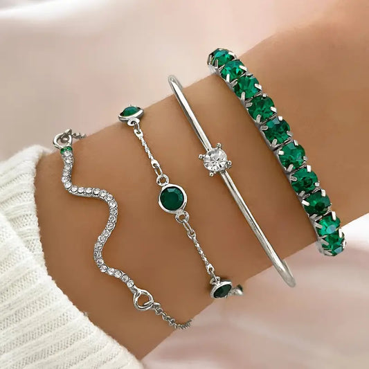 Pure Emerald Bracelet Set | Gold