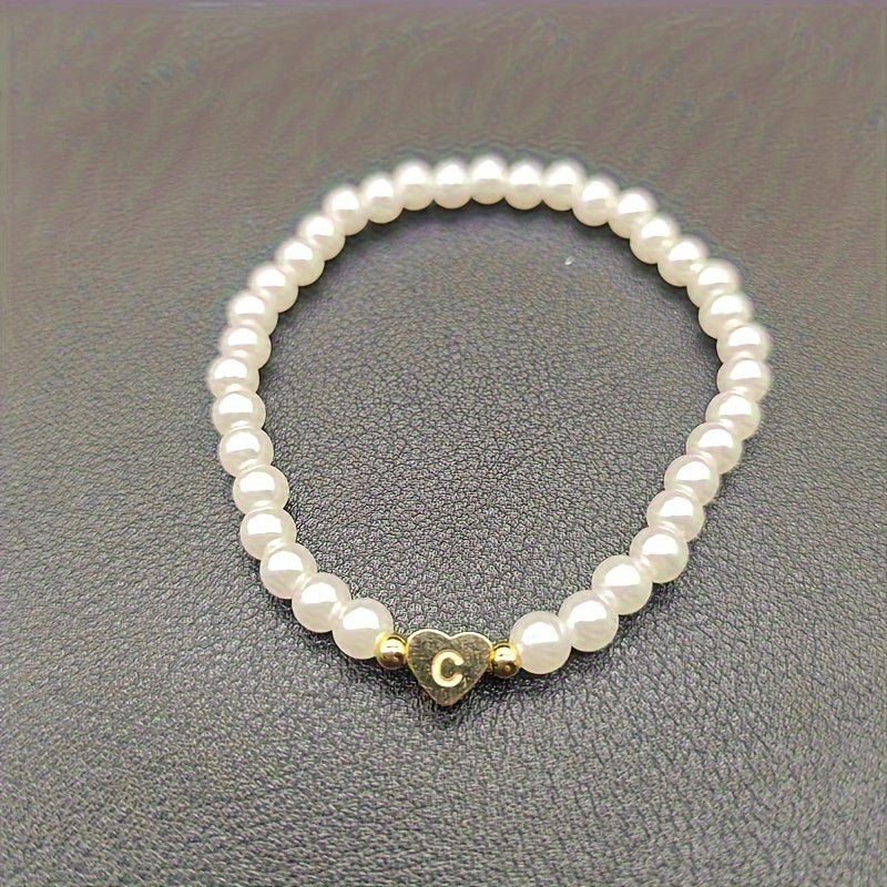 Elegant Heart Initial Bracelet