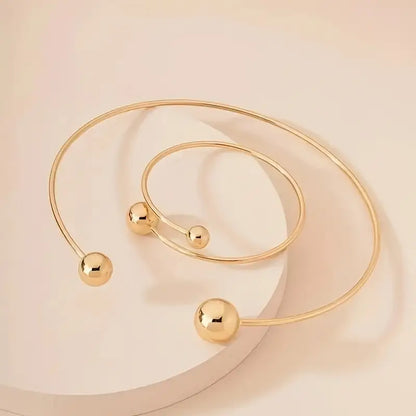 Sphere Cuff Bracelet & Necklace Set | Gold