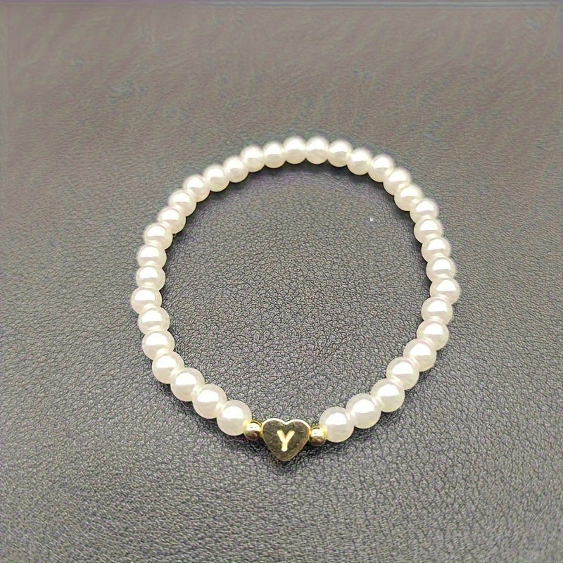 Elegant Heart Initial Bracelet