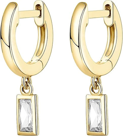 Rectangular Crystal Earrings | Gold