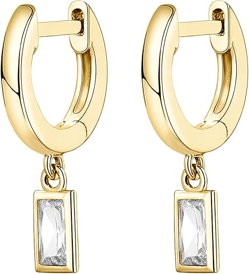 Rectangular Crystal Earrings | Gold
