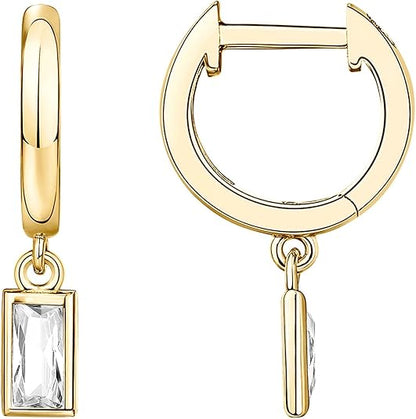 Rectangular Crystal Earrings | Gold