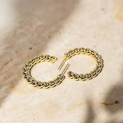 Braided Hoop Earrings | Gold