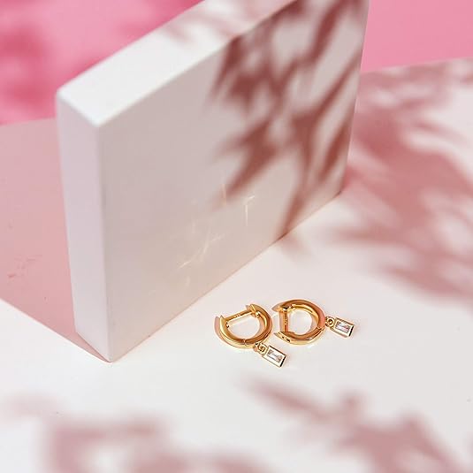 Rectangular Crystal Earrings | Gold