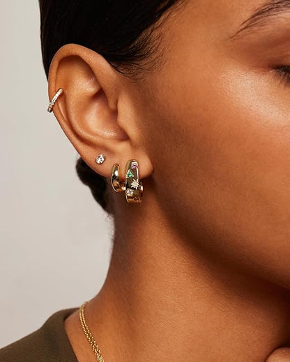 Coloured Wave Golden Hoop Earrings | Gold