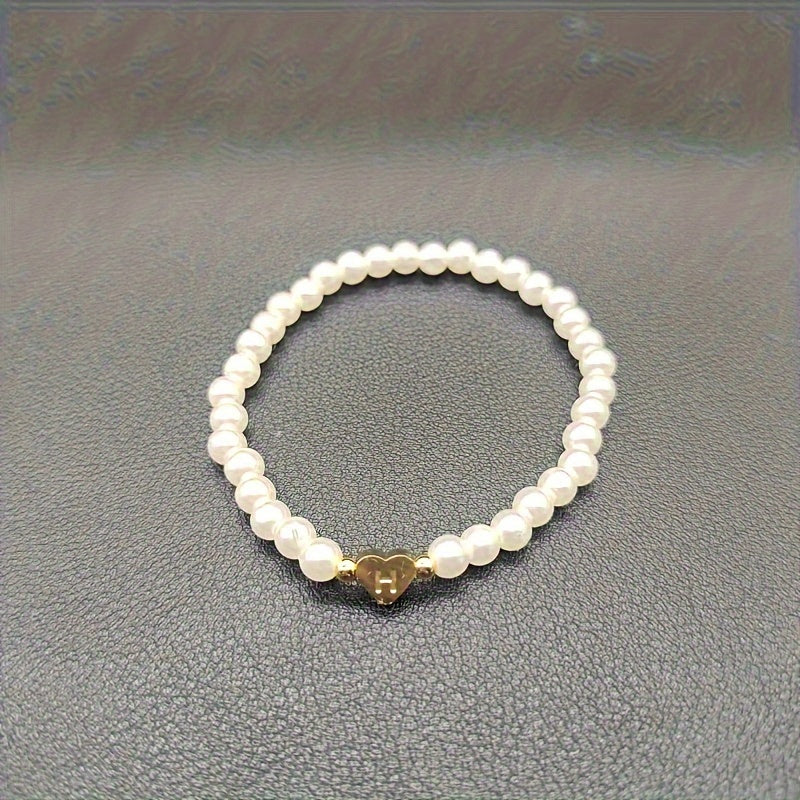 Elegant Heart Initial Bracelet