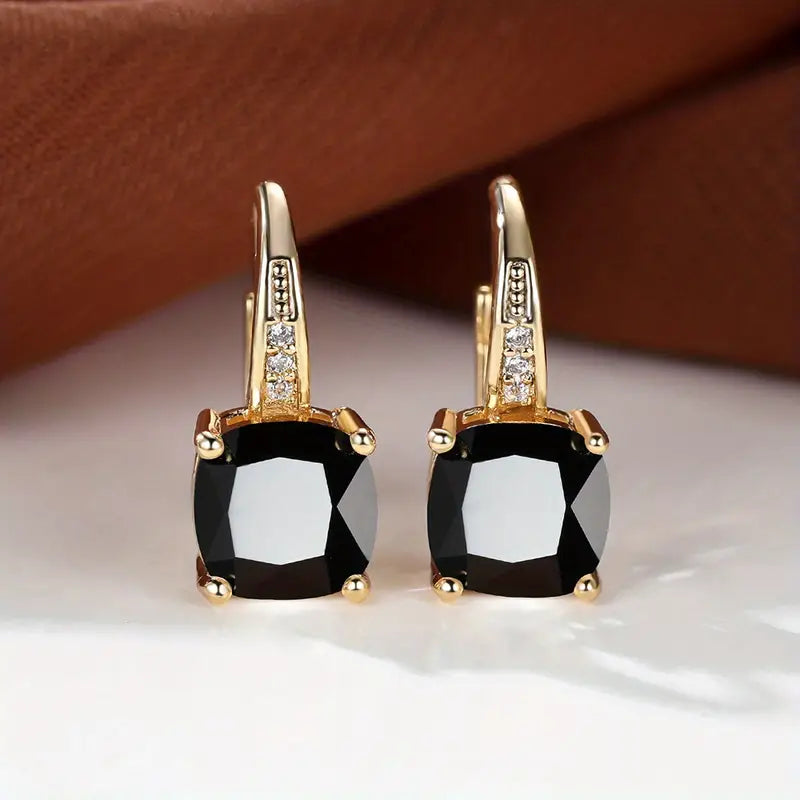 Mystic Stone Golden Hoop Earrings