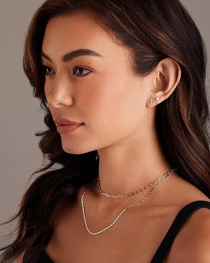 Pavé Cross Earrings | Gold