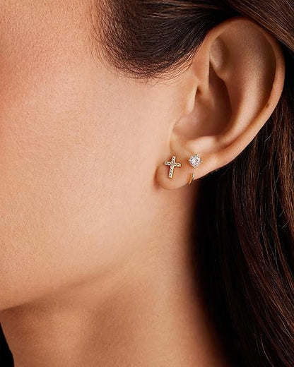 Pavé Cross Earrings | Gold