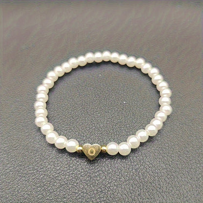 Elegant Heart Initial Bracelet