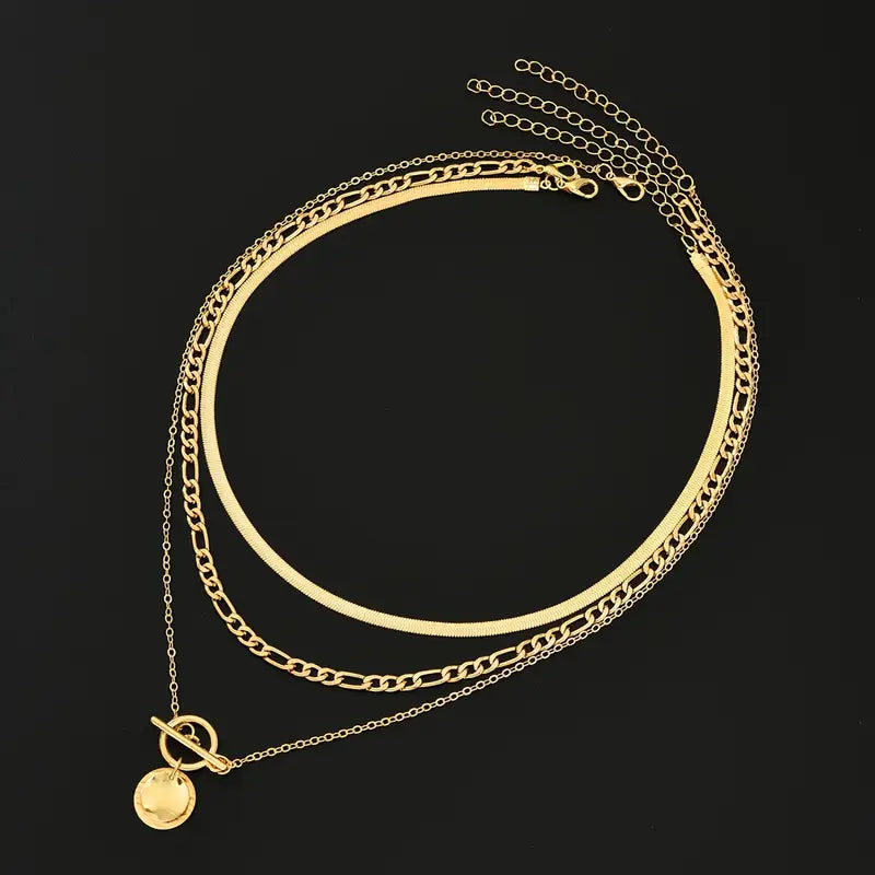 Savira Textured Coin Necklace | Gold