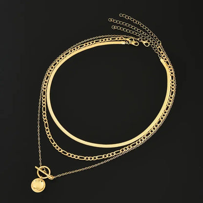 Savira Textured Coin Necklace | Gold