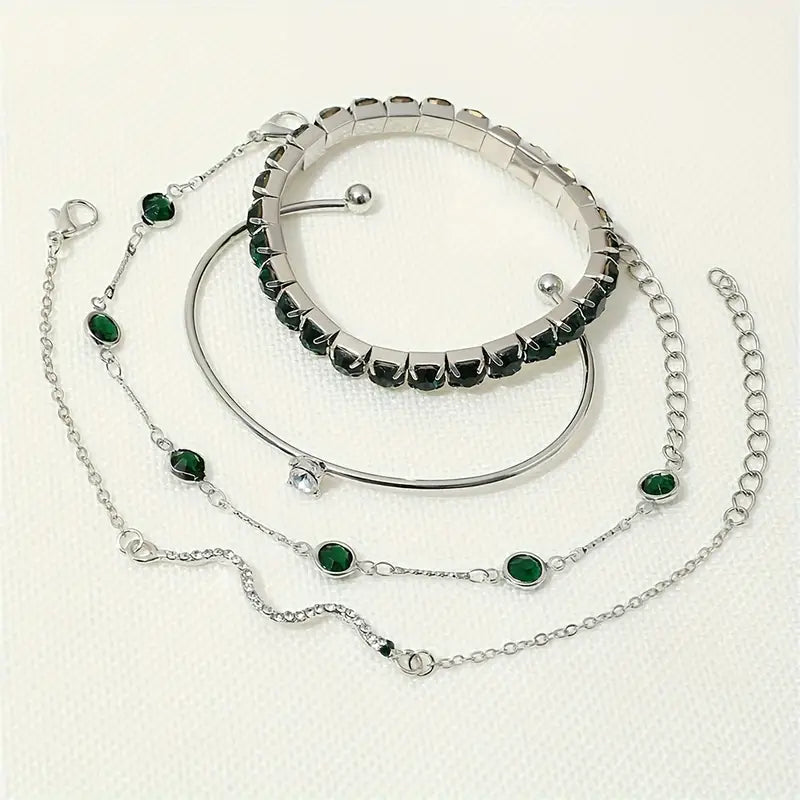 Pure Emerald Bracelet Set | Gold