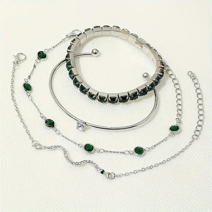 Pure Emerald Bracelet Set | Gold