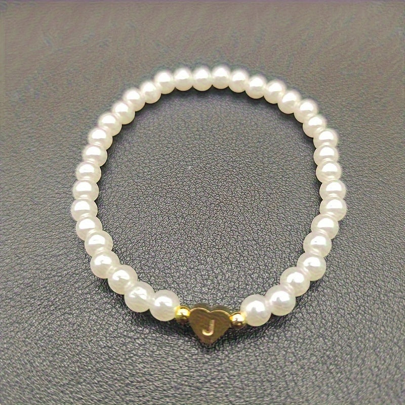 Elegant Heart Initial Bracelet