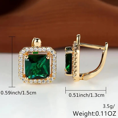Square Green Zirconia Earrings