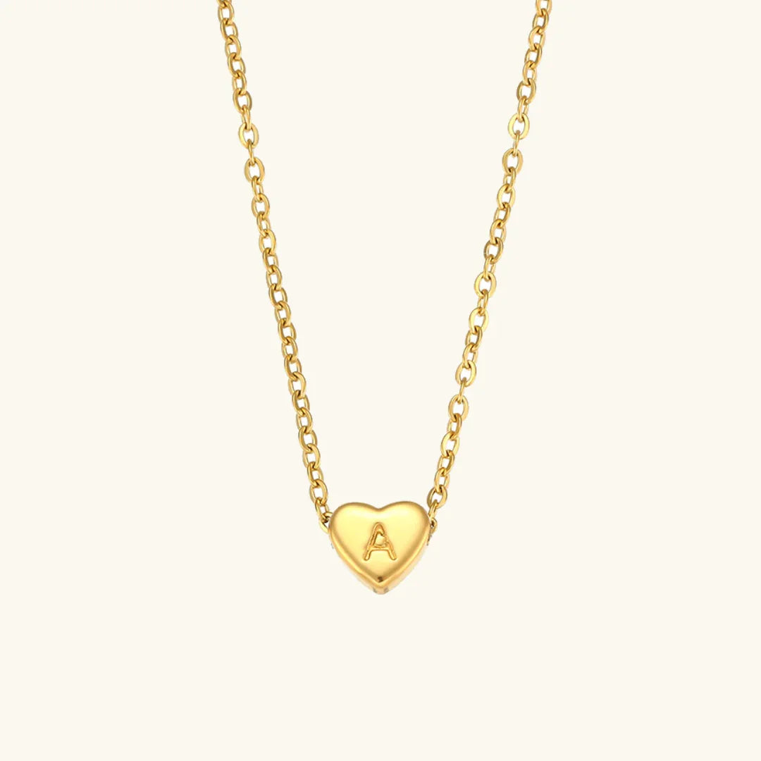 Gold Initial Heart Necklace