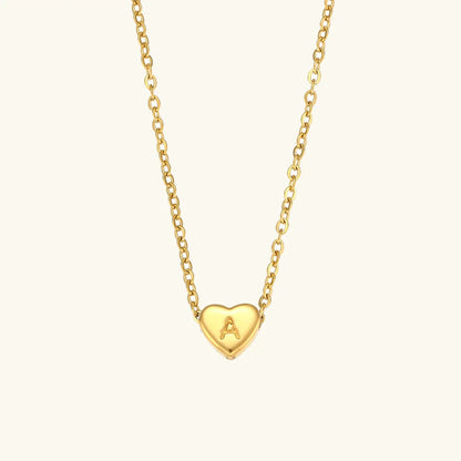 Gold Initial Heart Necklace