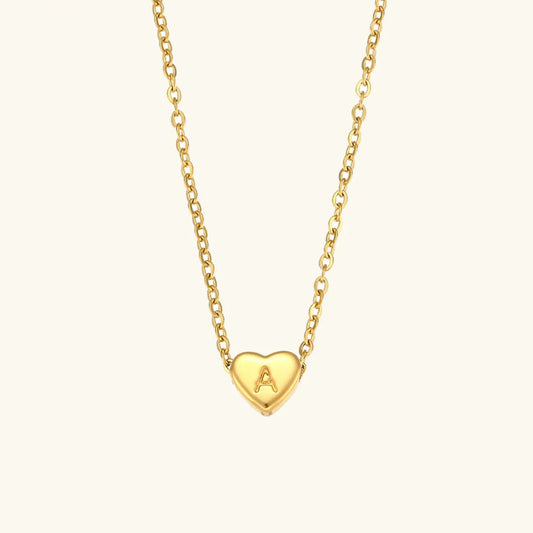 Gold Initial Heart Necklace