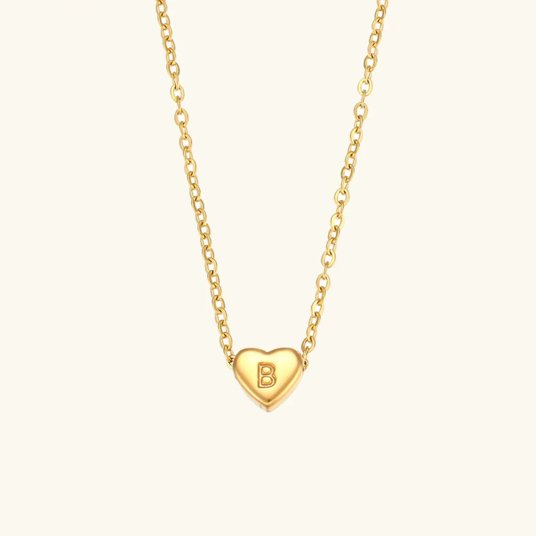 Gold Initial Heart Necklace