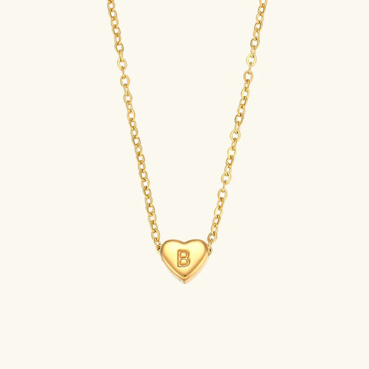 Gold Initial Heart Necklace
